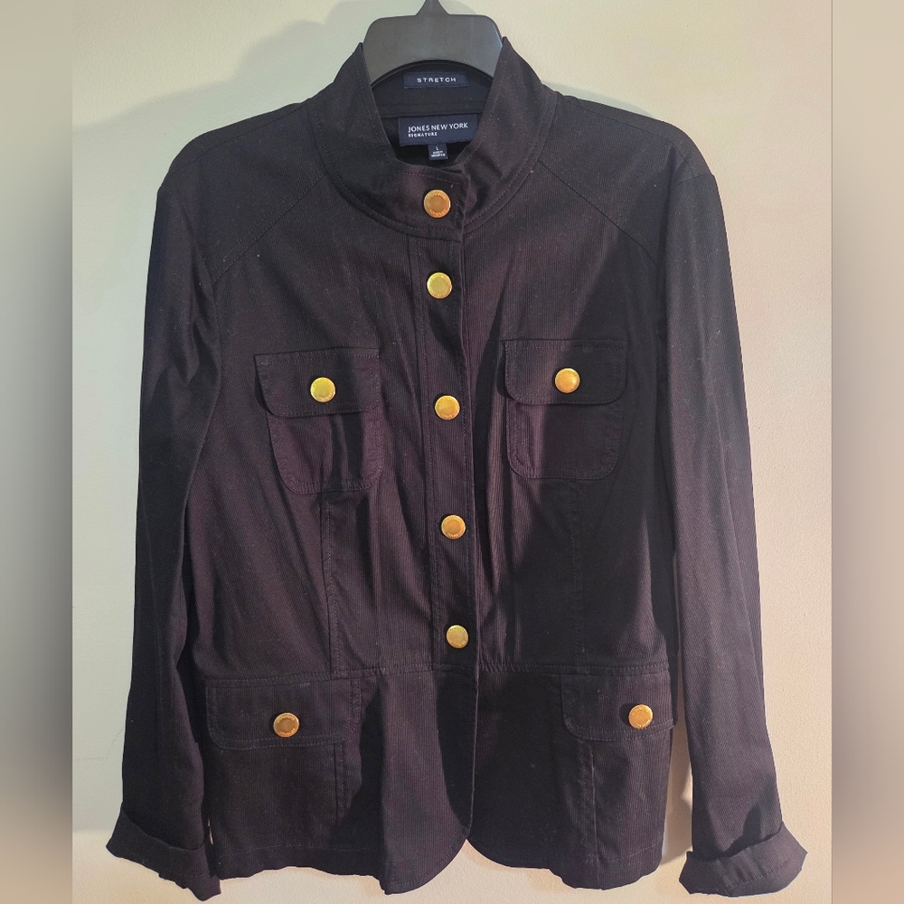 Jones New York Black and Gold Jean Jacket